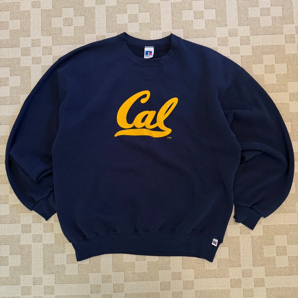 Vintage Russell Athletic Cal Berkeley Sweatshirt Mens XL Navy Blue Crewneck 90s
